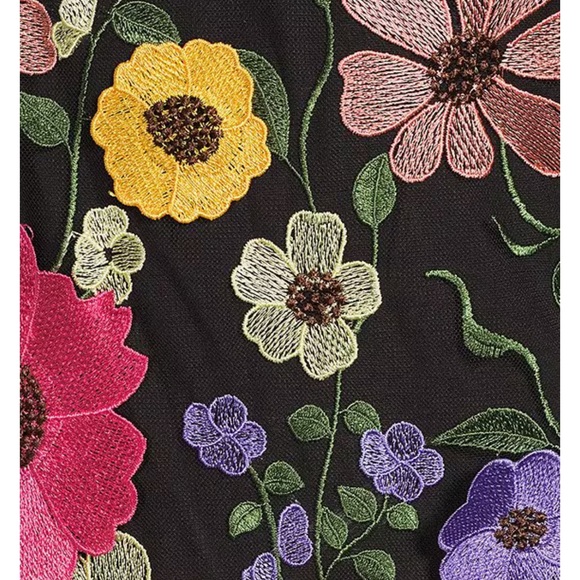 Eliza J Embroidered 3D-Floral Puff-sleeve Shift Mini Dress - Picture 3 of 8